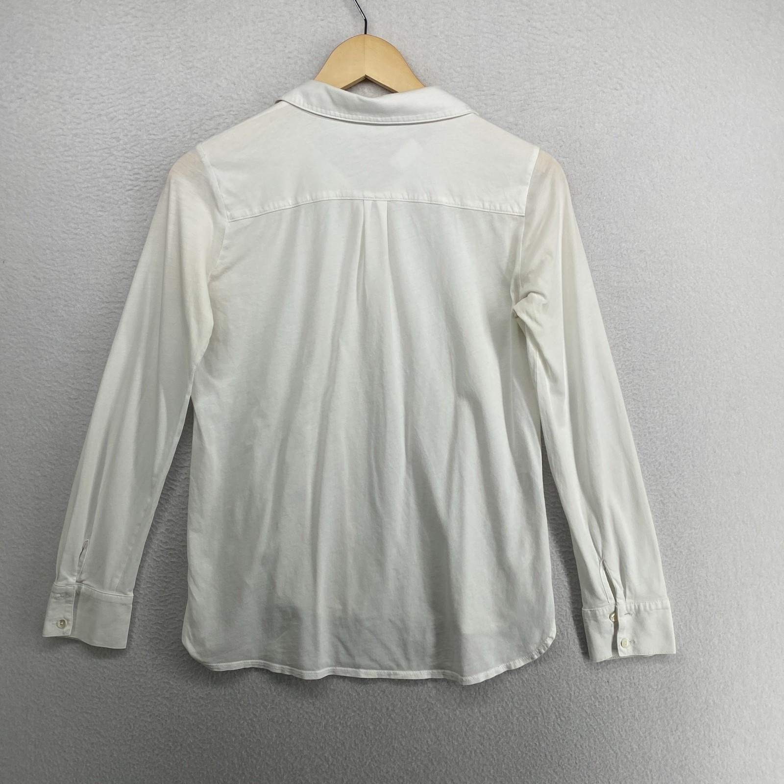 EILEEN FISHER Top PS Organic Cotton Bias Knit Jersey Layering Shirt White USA