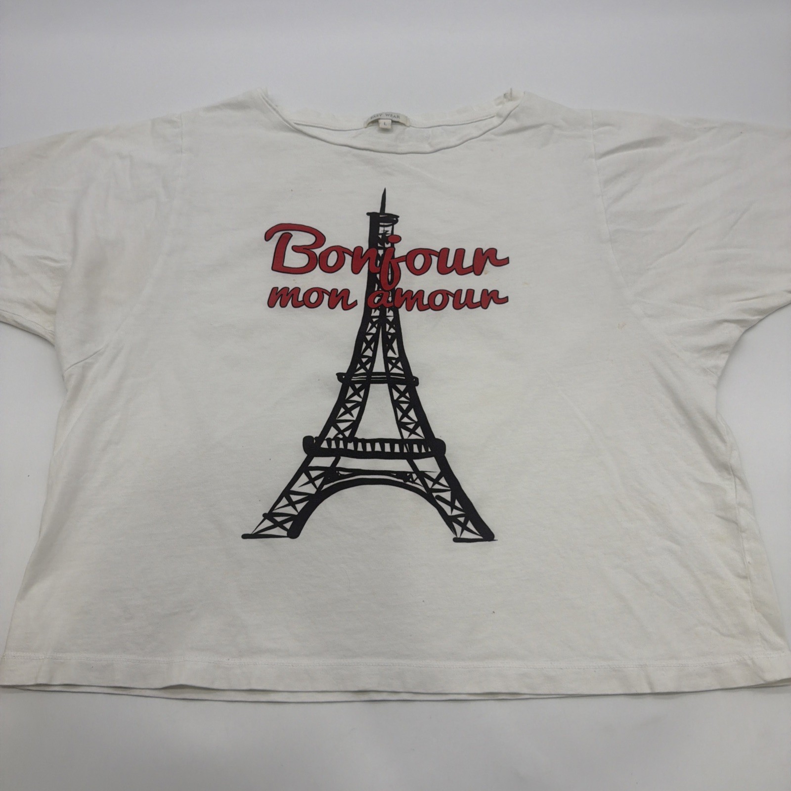 Easy Wear T-shirt Women L White Graphic Print .#48238