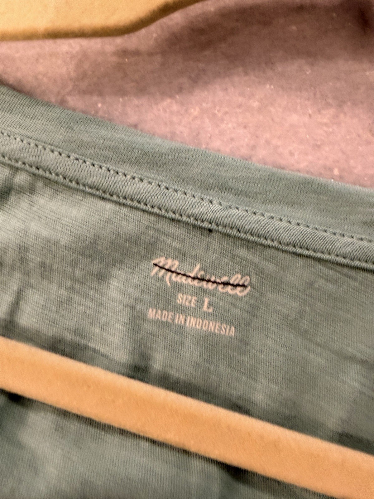 NWOT Madewell Size L Sage Green V Neck Short Sleeve Slub Cotton Tee Shirt