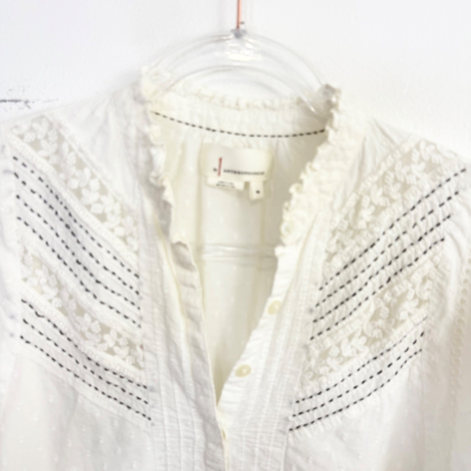 Anthropologie Vicenza Lace Babydoll Tunic Blouse White Small