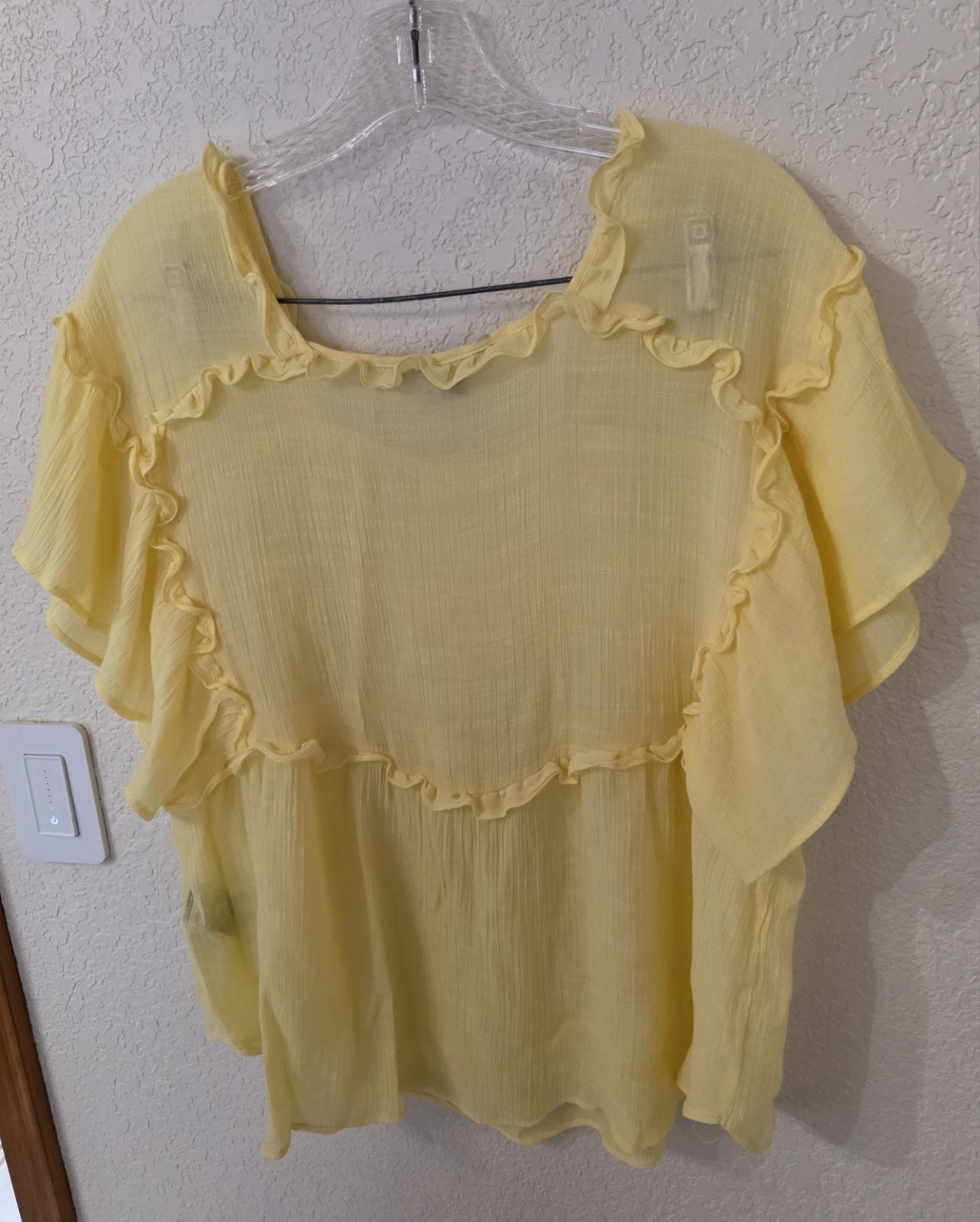 Zac & Rachel Flutter Short Sleeve Ruffled Peasant Boho Blouse Size:M 19″PTP 25″L