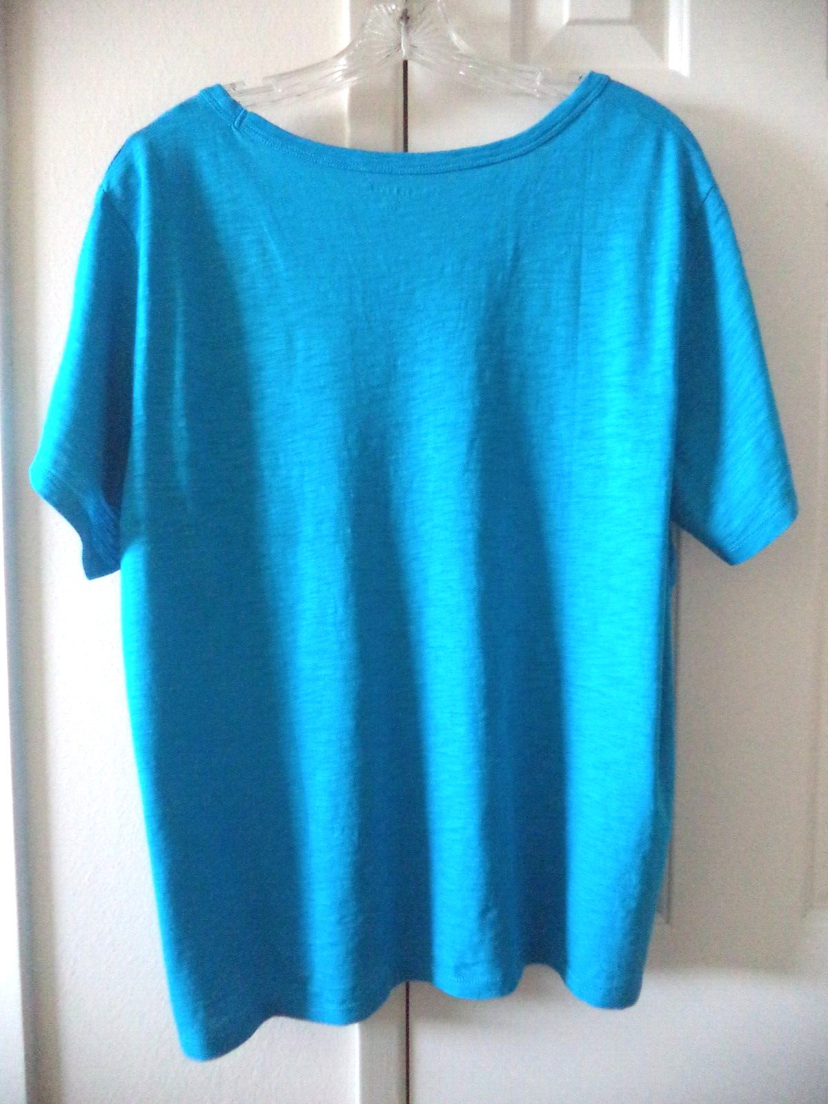 Hot! Old Navy Turquoise Teal Blue Slight Slub VNeck Tshirt Knit Top 18 20 2X XXL