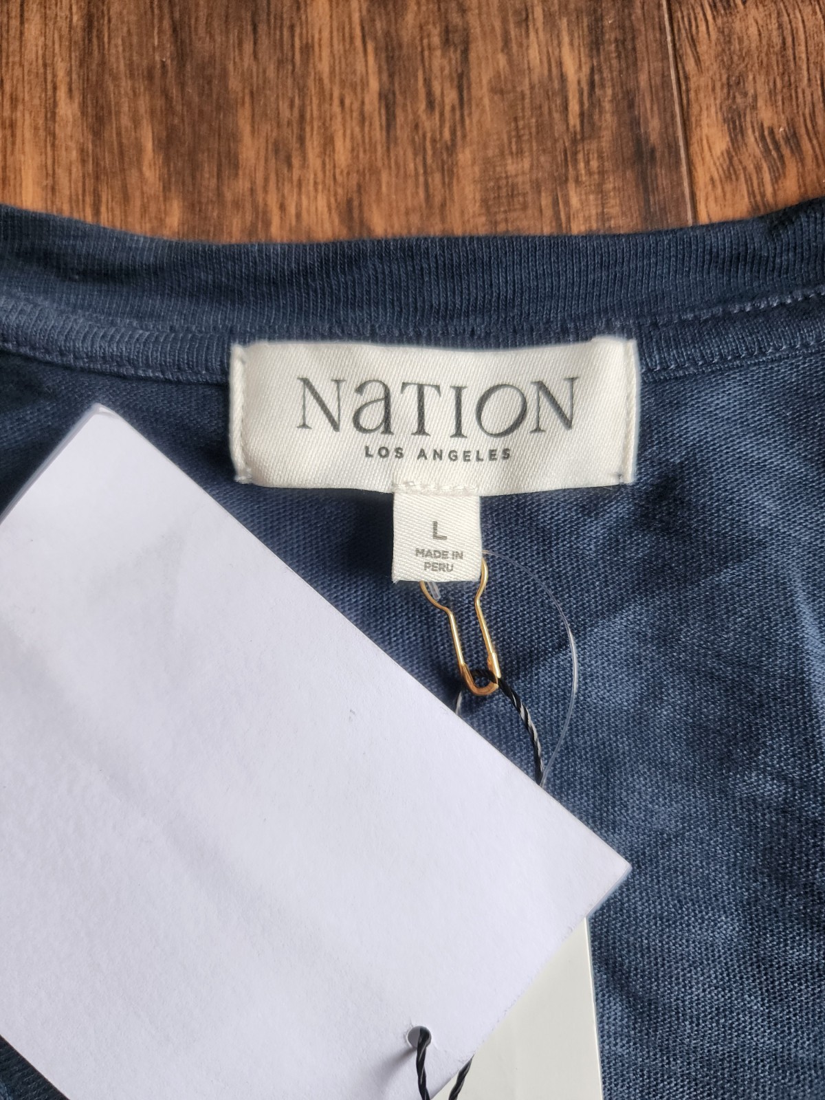 NATION LOS ANGELES Cooper Tee T Shirt 100% Cotton Slub NWT V-Neck Night Sky, L