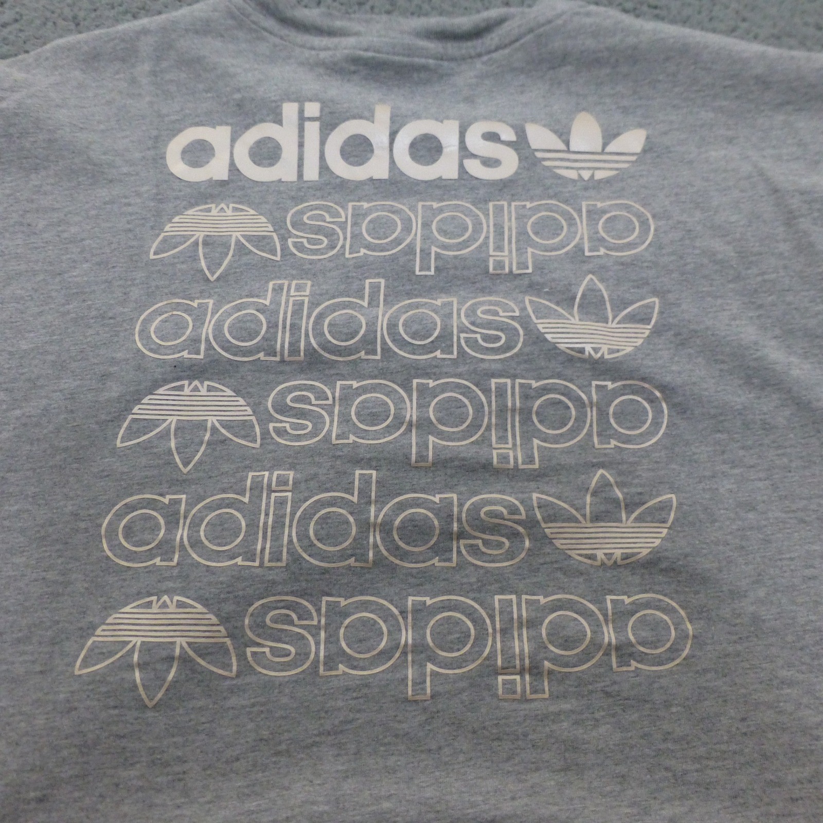 Adidas Cropped T Shirt Womens Small Gray Trefoil Logo Casual Athletic Boxy