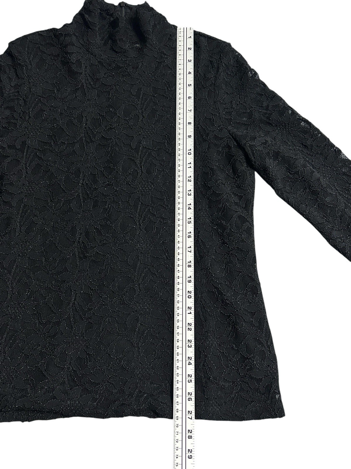 Chico’s Laila Lace Turtleneck Top Size 2 Large Long Sleeve Lined Whimsigoth