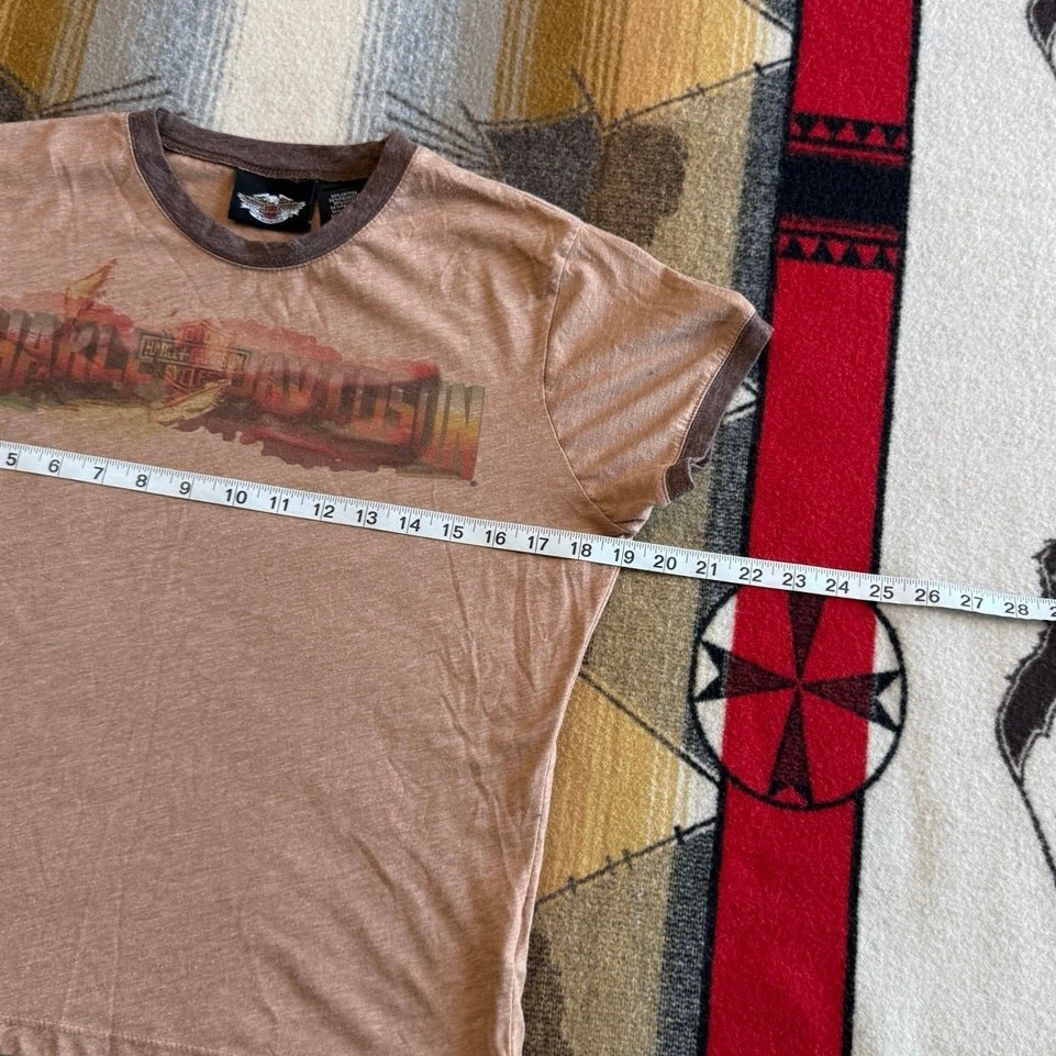 Vintage Y2K Women’s Harley Davidson Biker T-Shirt Size Large Motorcycle Brown