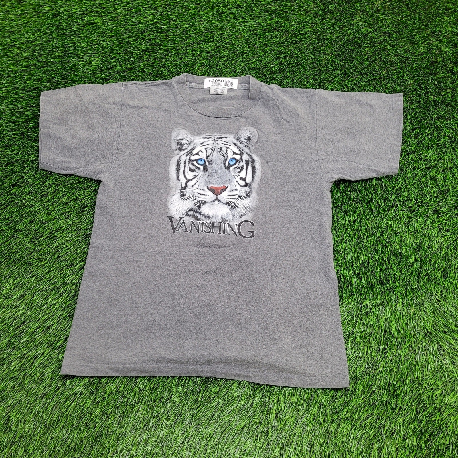 Vintage 90s Tiger Shirt Womens Medium 19×24 Gray Wildlife