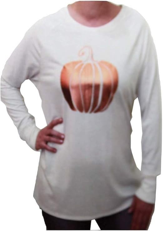 State of Mine NWT Women L Oatmeal Heather Modal Thanksgiving T – Foil Pumpkin