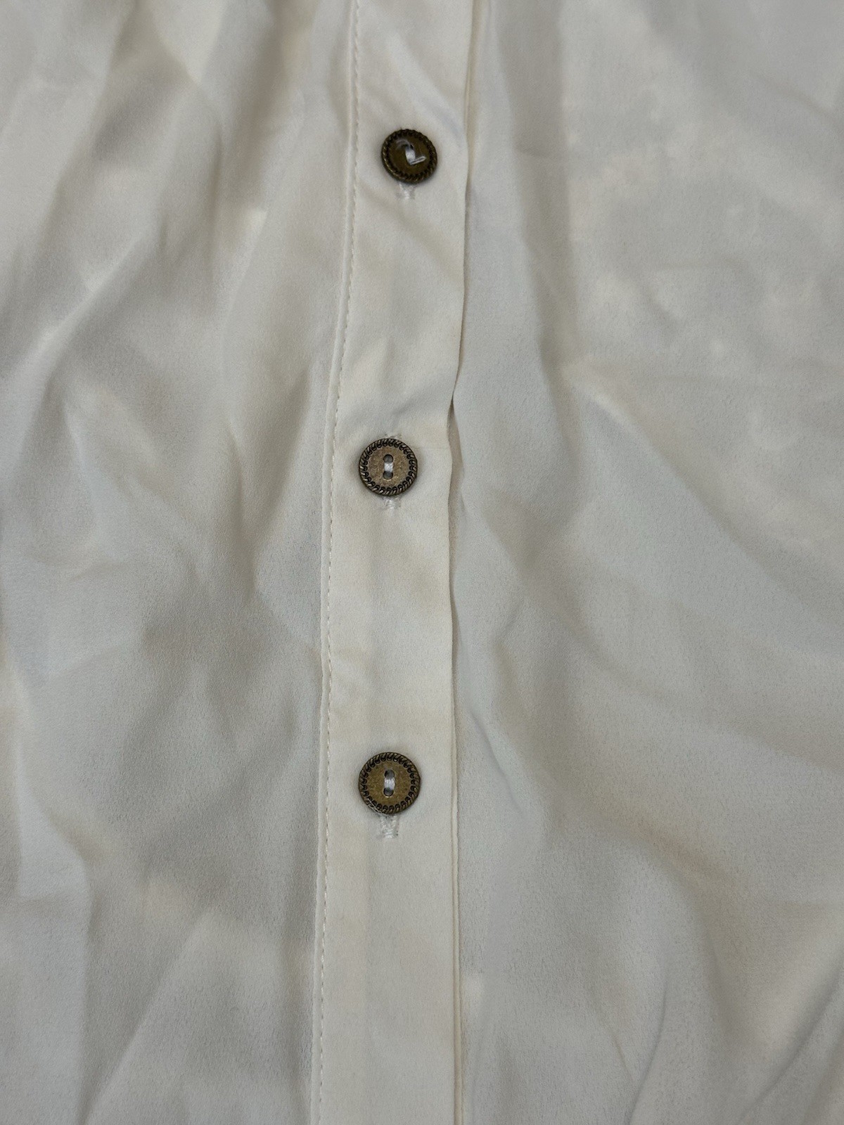 Mono B Cream Lace Blouse With Button Up Front And Tie Back Detail Sz Large