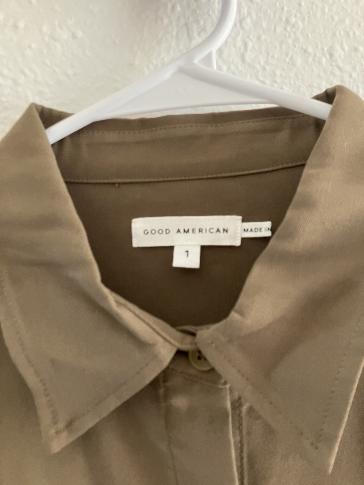 Good American Oversized Shirt Womens Small Dirty Olive Button Down Long Sleeve