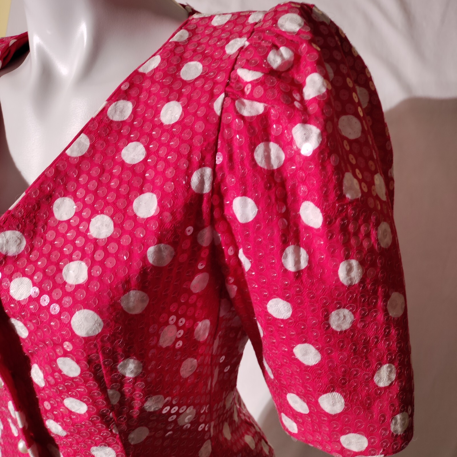 Rickie Freeman for Teri Jon Pink White Polka Dot Fun Vintage Size 4 100% Cotton