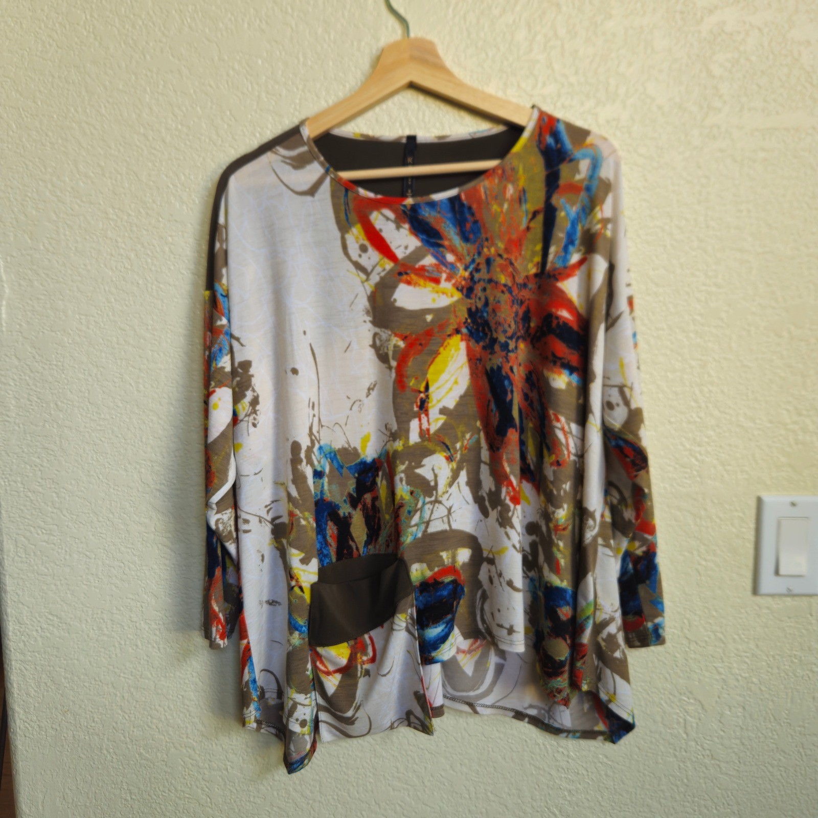 IC Bonnie K Abstract Splatter Tunic Top Small Avant Garde Whimsical Academia