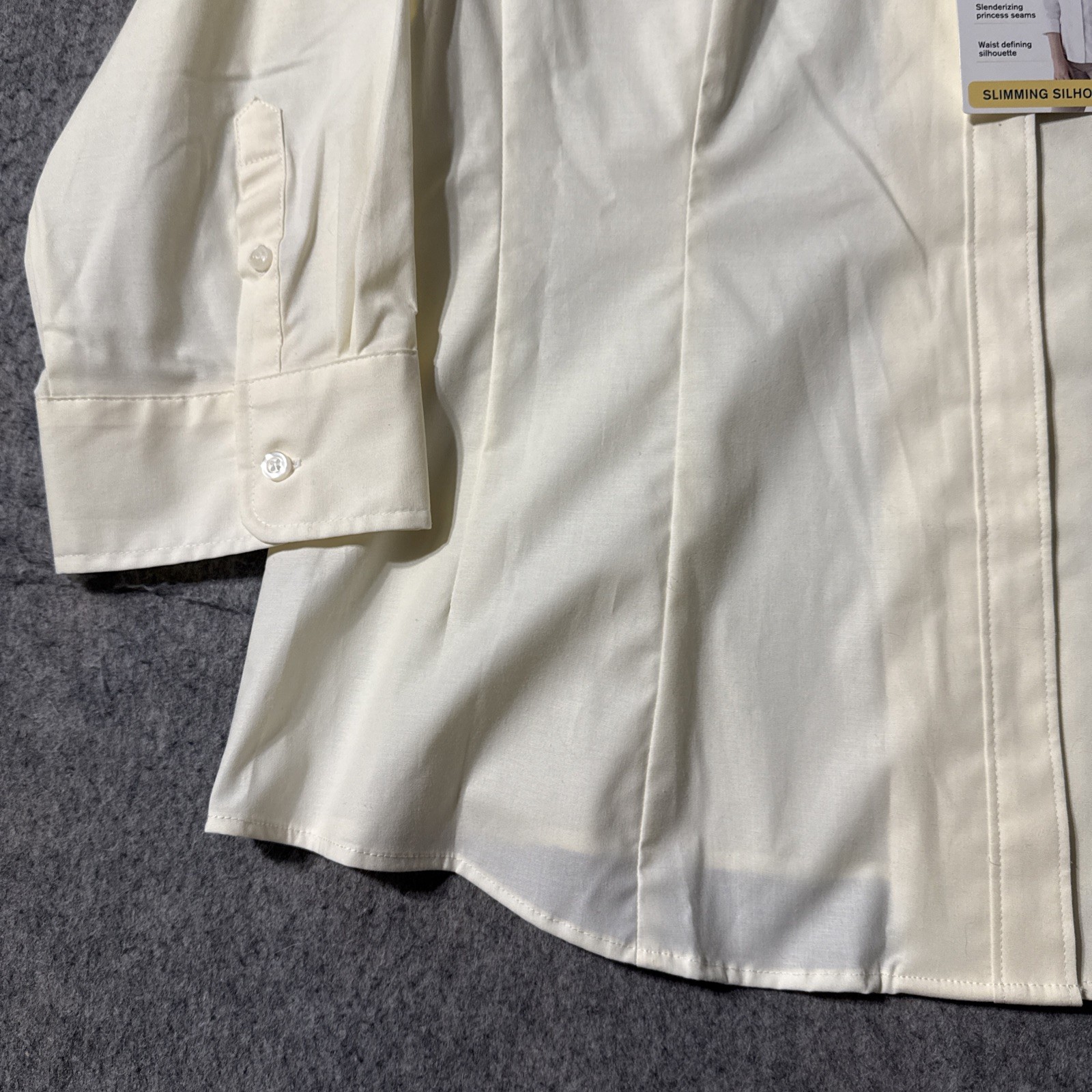 Riders Lee Shirt Top Womens Large Slimming Long Sleeve Button Up Ivory NWT