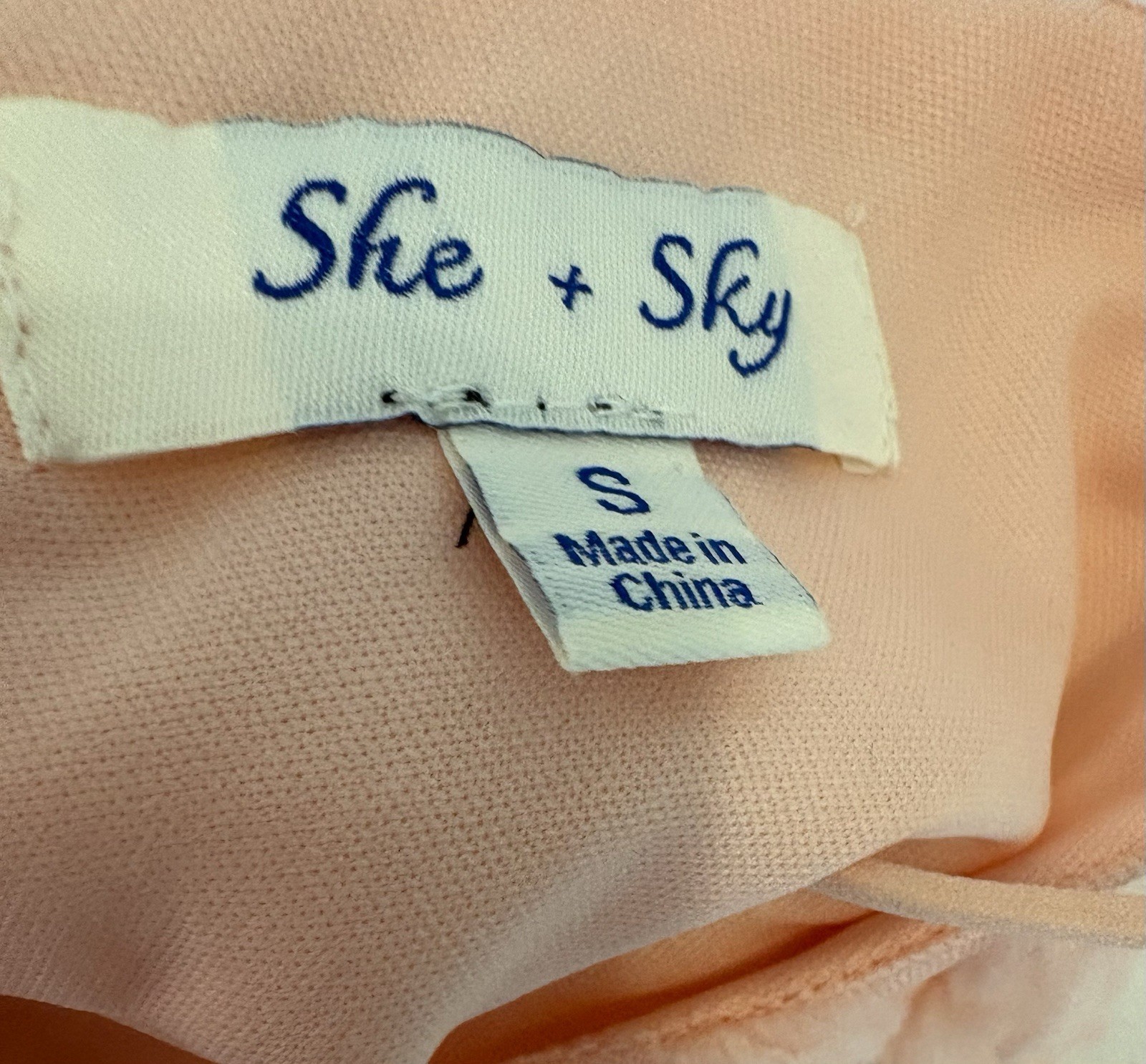 She + Sky Blush Pink Floral Textured Tank Top Sheer Sleeveless Blouse Size S