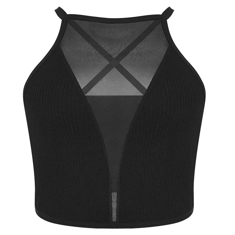 1pcs Sexy Mesh Camisole Crop Top Corset Ribbed Backless Underwear Hot Fashion