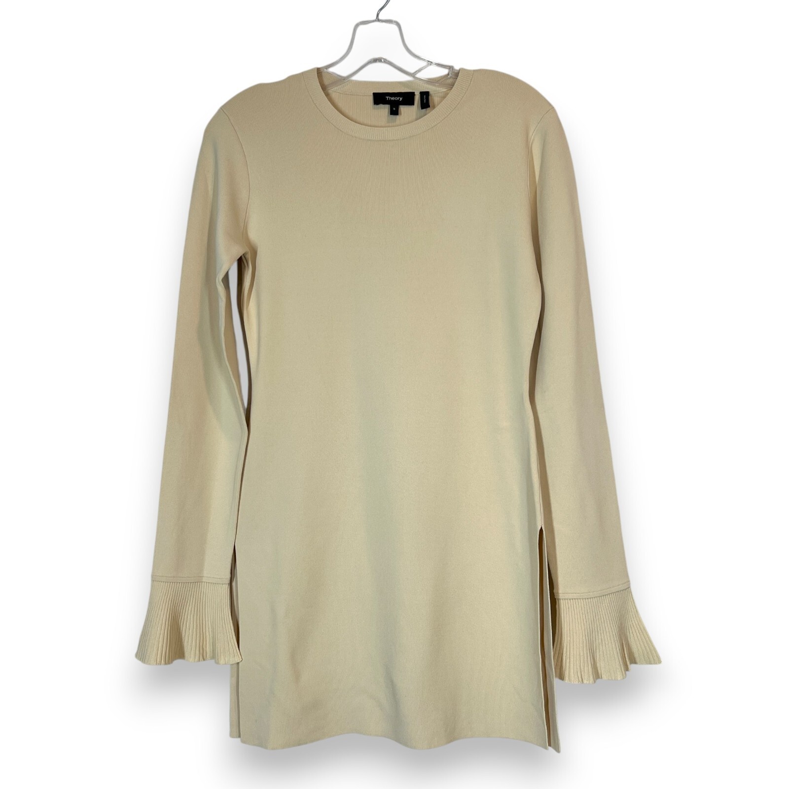 Theory Tunic Top Sweater Small Bell Sleeve Knit Ivory