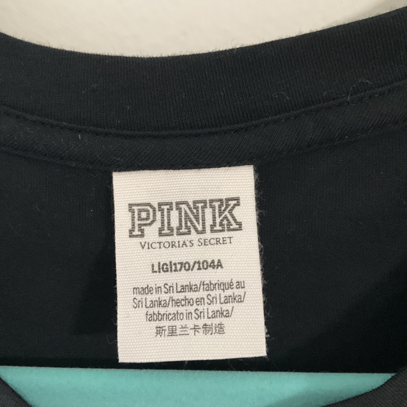 NWT VS pink open shoulder black logo long sleeve top size L