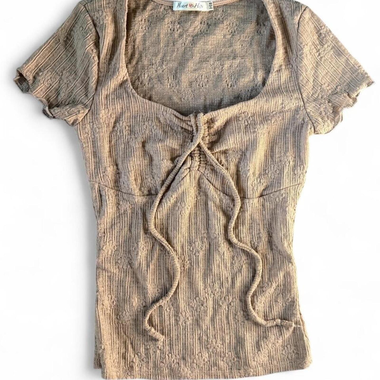 Heart N Hips Tan Smocked Top