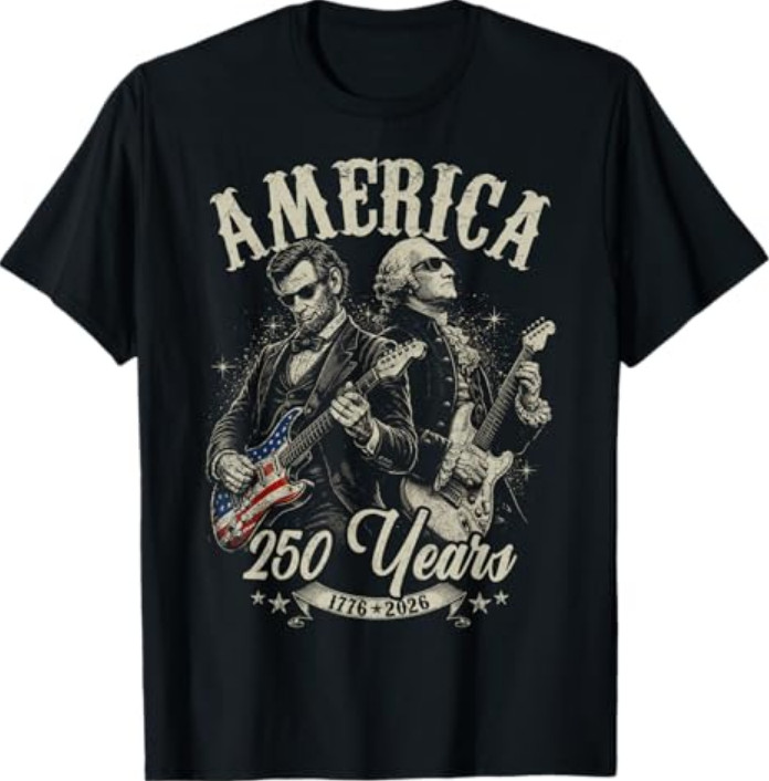 George Washington Lincoln Playing Guitar Abe Lincoln 250th T-Shirt