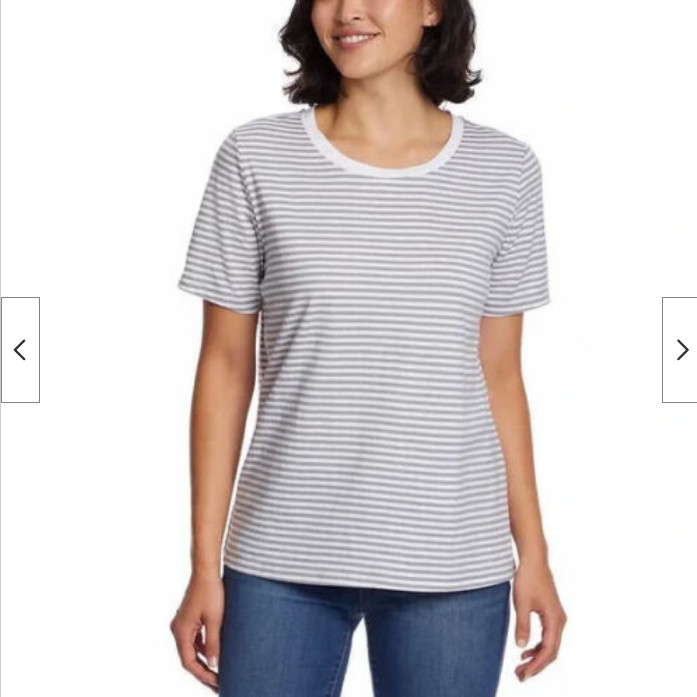 ELLA MOSS WOMEN’S FLATTERING FIT ULTRA SOFT PERFECT TEE (BLUE GRAY/WHITE S)NWT