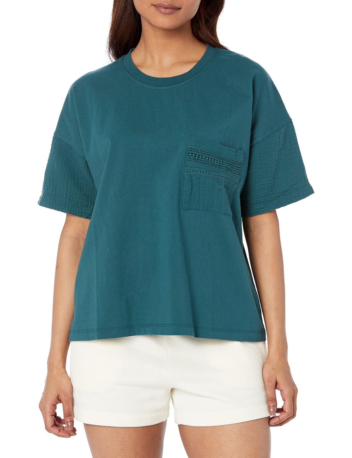 PJ Salvage DEEP TEAL Gauzin Around Cotton Lounge Shirt US Large