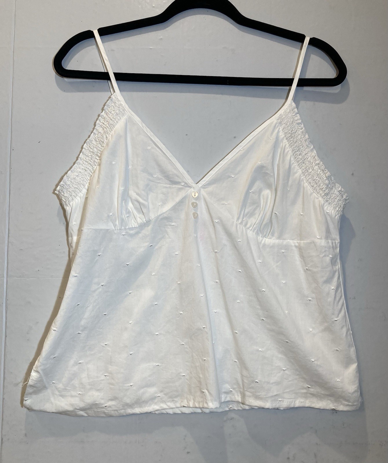 Xhilaration Sleep White Cotton Heart Embroidered Tank Top Cami Size XL Coquette