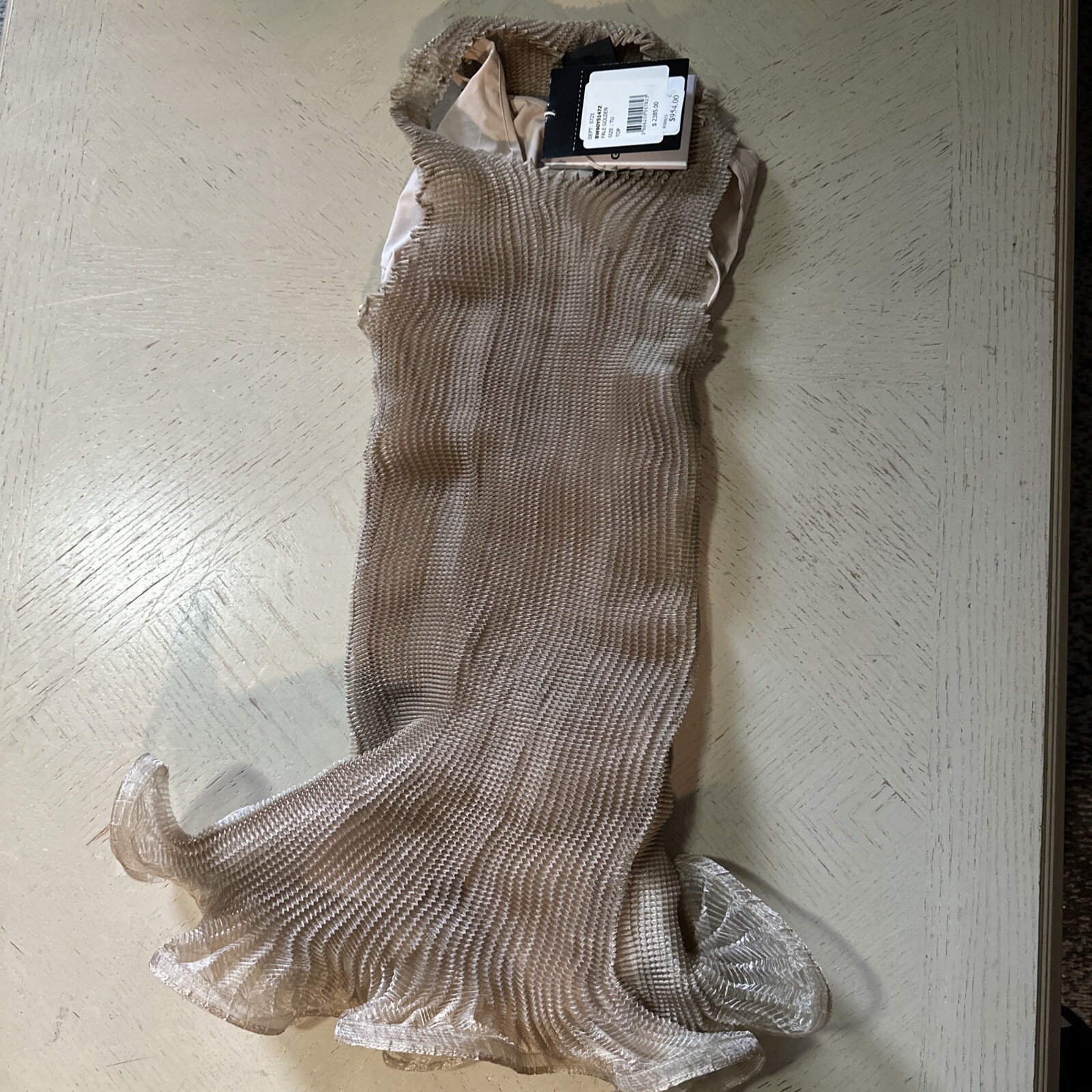 New $2385 GIVENCHY Flared Hem Organza Top Color: PALE GOLDEN One Size Italy