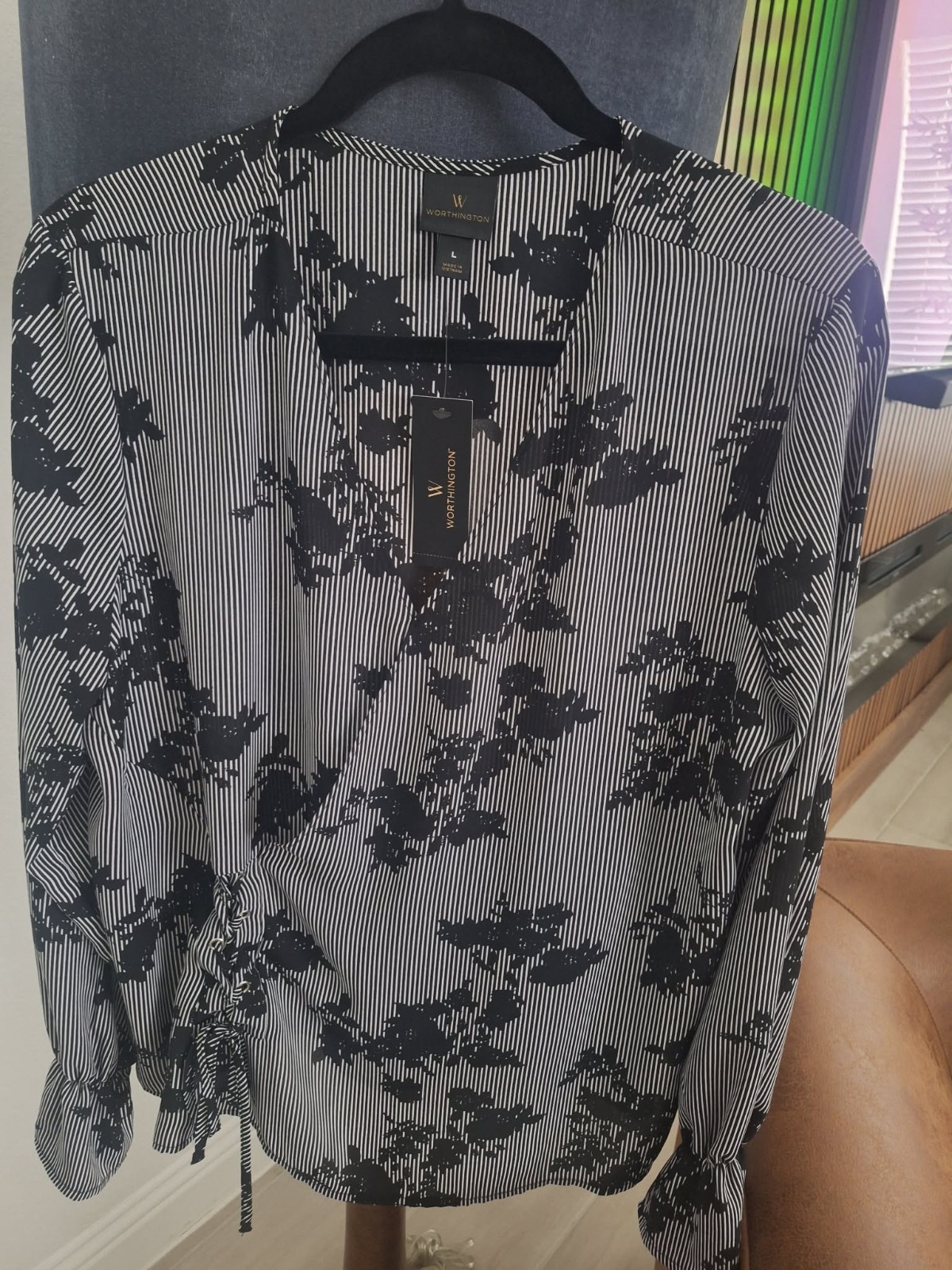 Worthington Long Sleeve Top Blouse Size Large