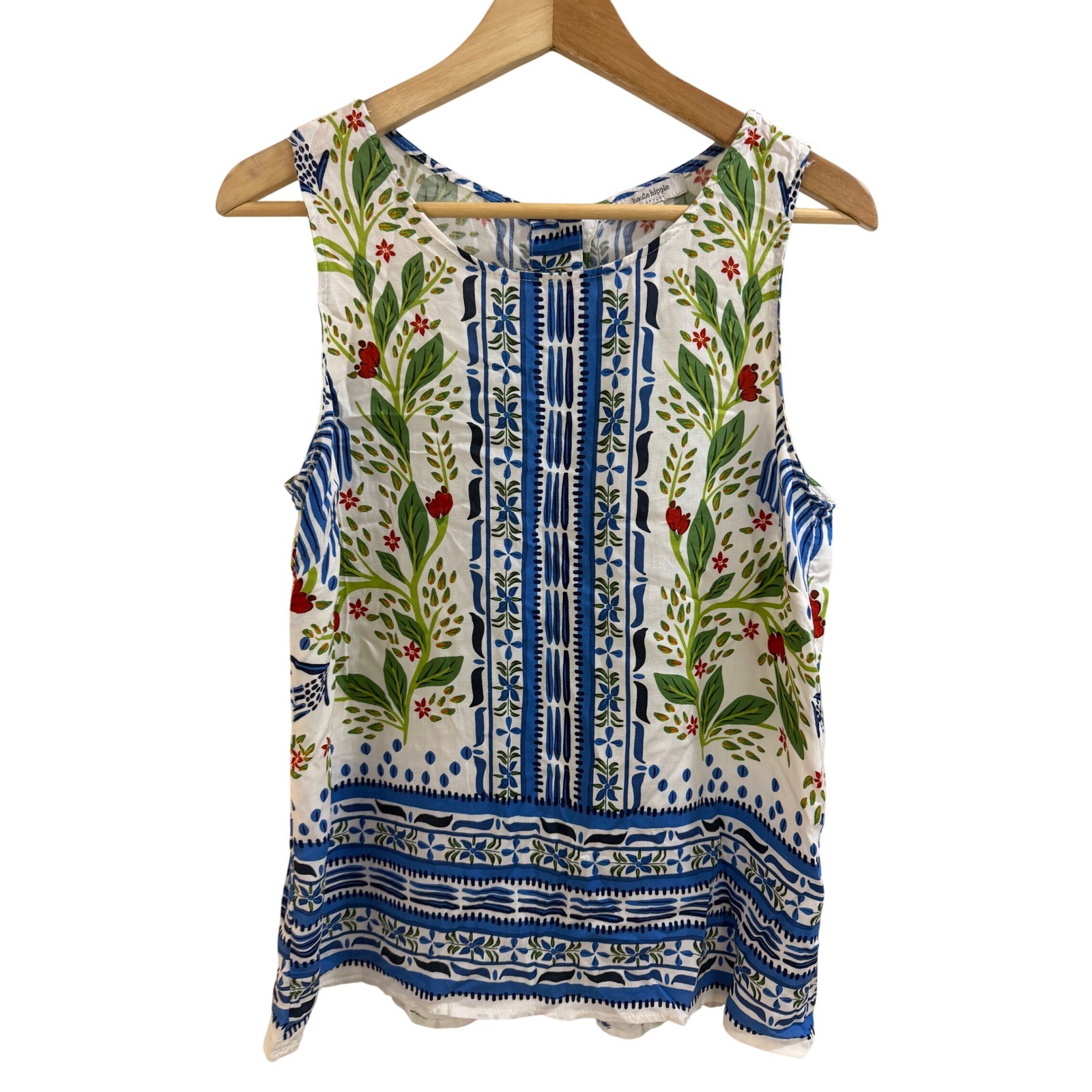 Haute Hippie Style Tank Top Women Small White Floral Button Back