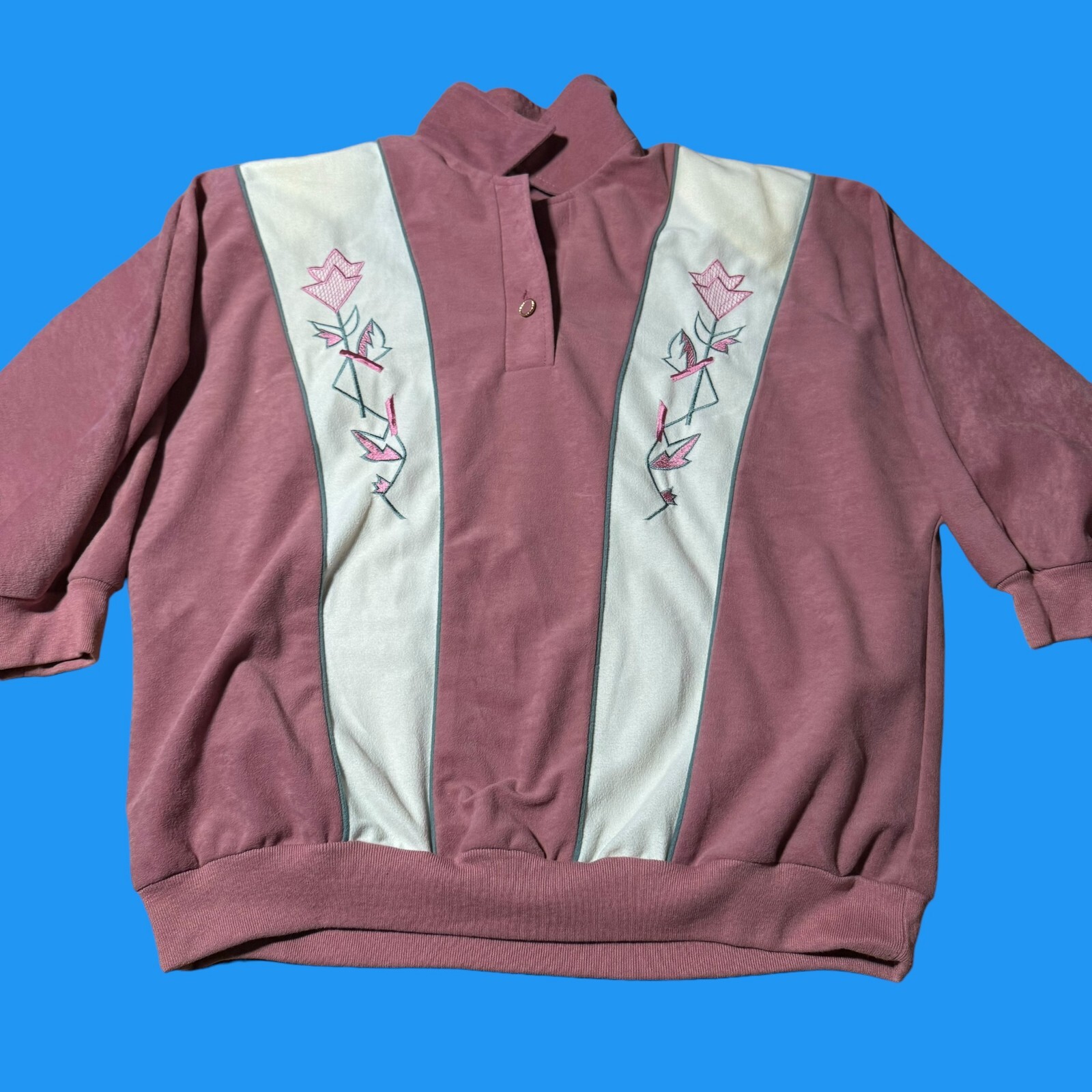 Vintage GW Division of Graff Dolman Sleeve Shirt Large Pink Shoulder Pads