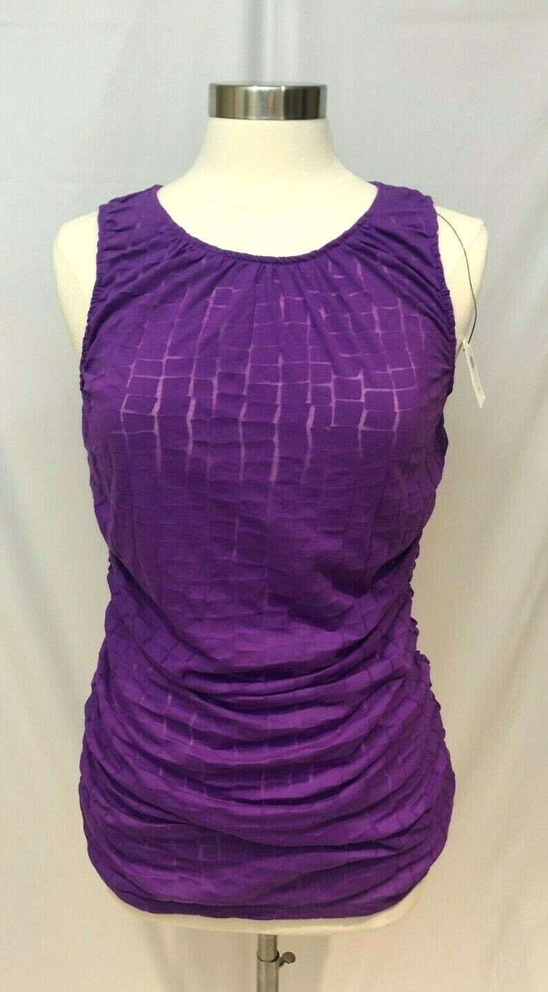 Calvin Klein Top Shirt Tank Sleeveless Tunic Blouse Purple CK Women’s Medium M
