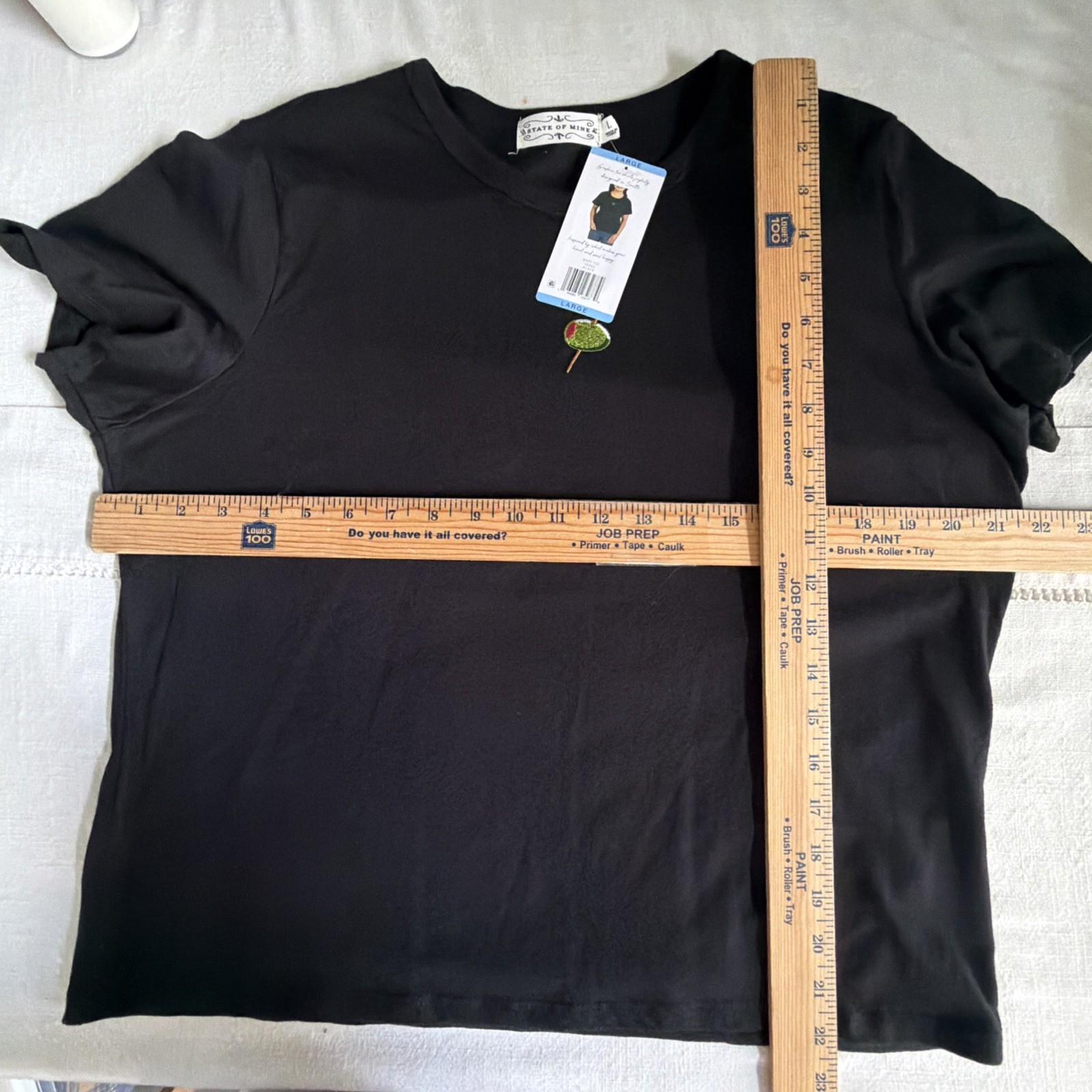 State of Mine Martini Olive Baby Tee Black Embroidered Cocktail Shirt NWT L