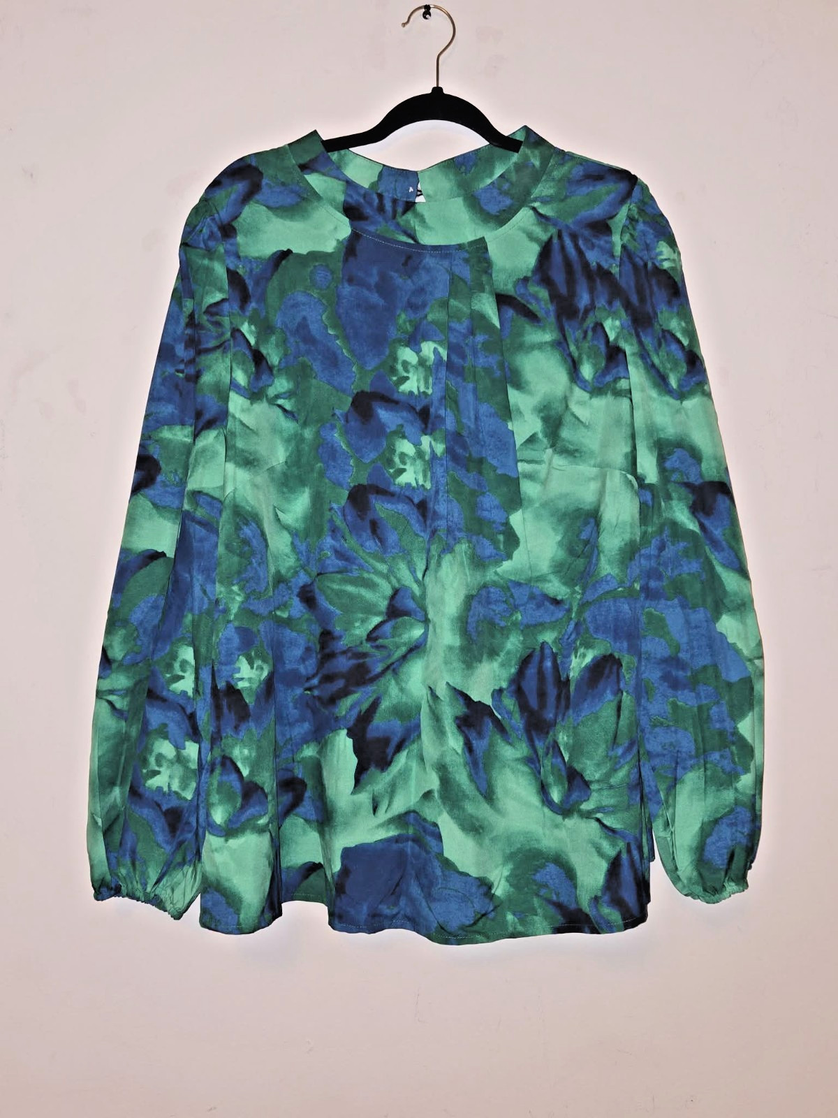 😊 WOMENS PLUS SIZE SHEIN CURVE BLUE GREEN LONG SLEEVE BLOUSE Size 5xl