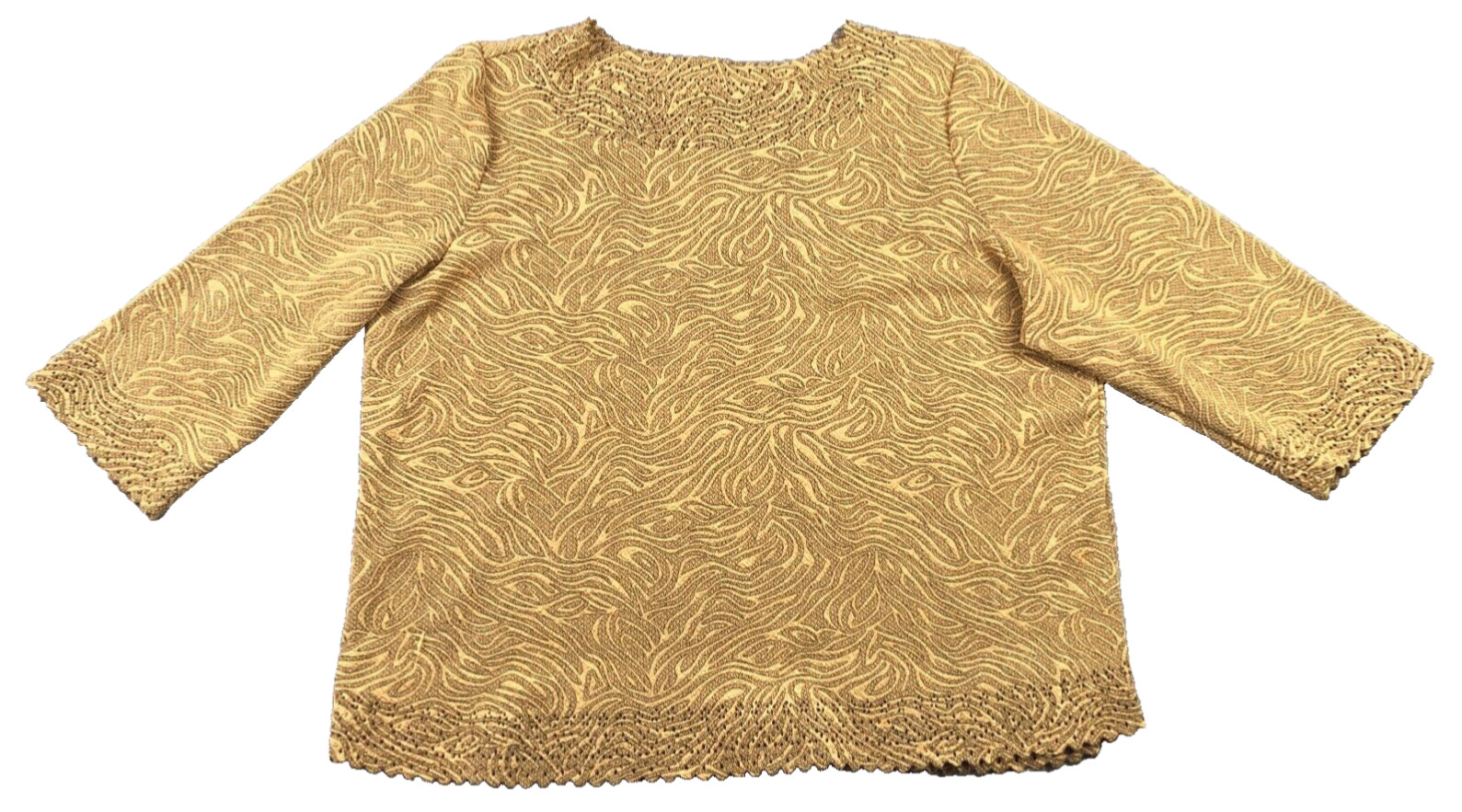 Cathy Daniels Womens Top Sz XL Gold Textured Boat Neck 3/4 Sleeve NWOT
