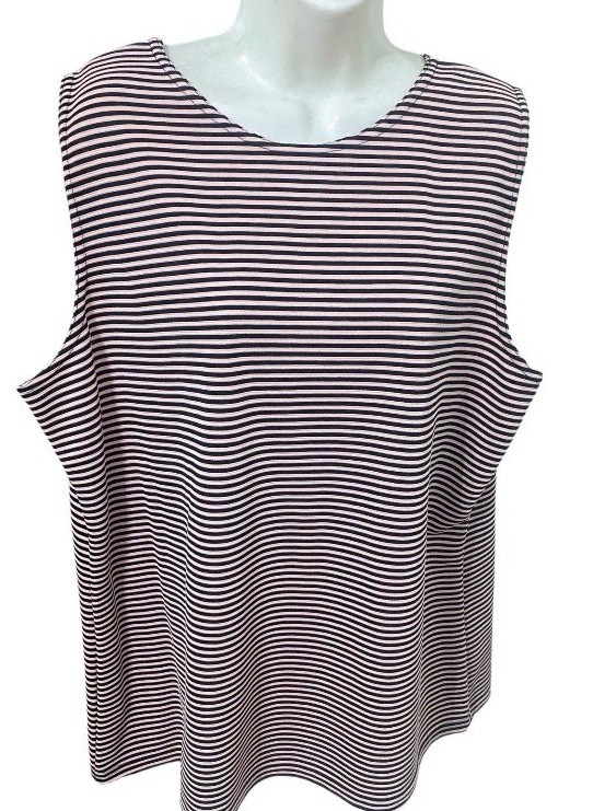Maggie Barnes Women Black Pink Sleeveless Striped 1X NWT