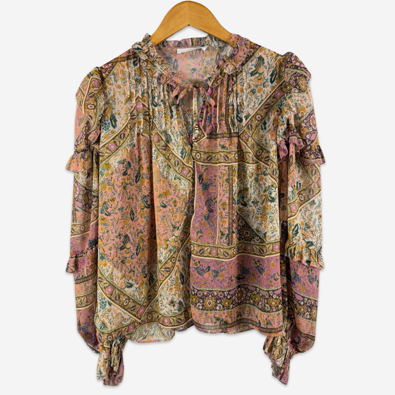 Talulah Women Size Large Blouse Top Sheer Boho Festival Cottagecore Long Sleeve