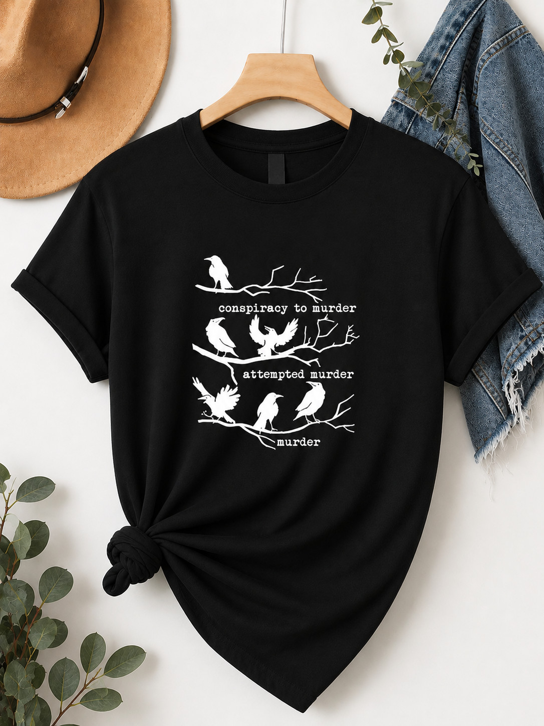 Funny Crow Murder Group Graphic T-Shirt Unisex Raven Bird Humor Tee