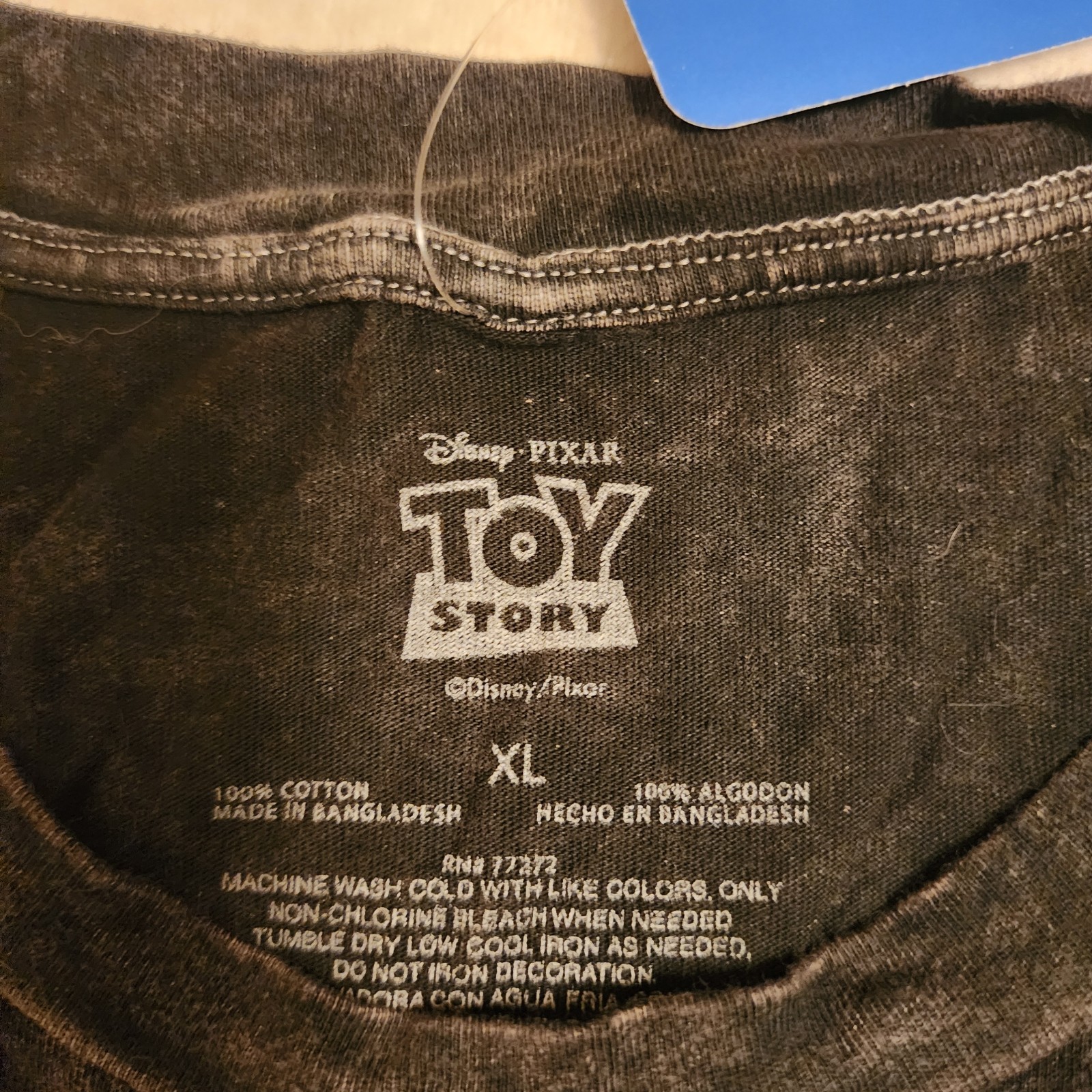Toy Story Buzz Lightyear Women XL Black Acid Wash Graphic Tee Disney Pixar NEW