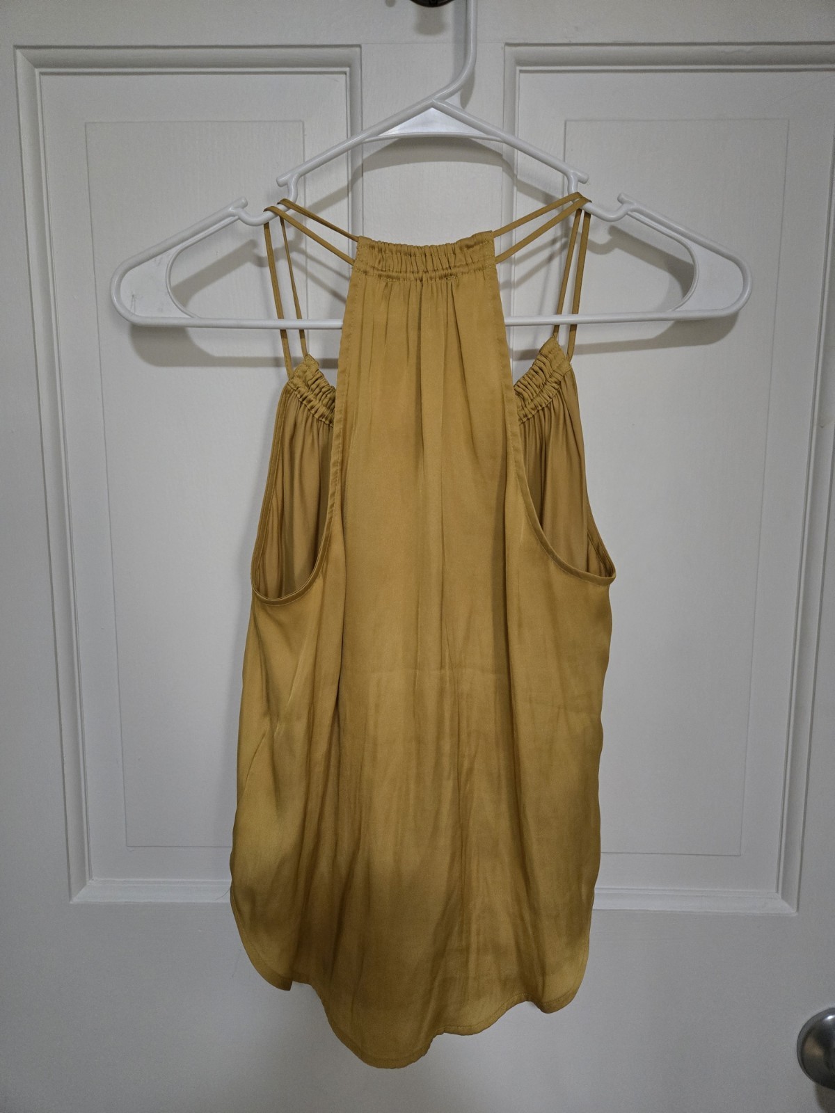Express XXS Green Chiffon Halter Banded Bottom Top & Yellow Satin Halter Top