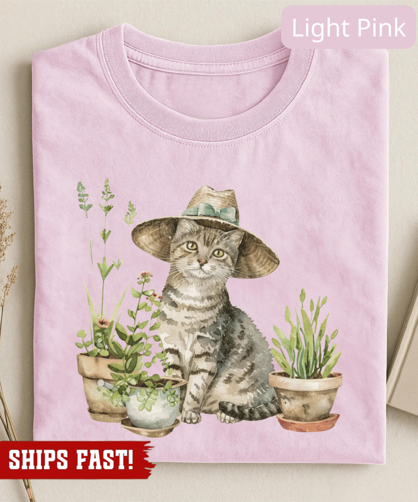 Cat And Plant Shirt, Gardening Cat Shirt, Cottagecore Animal Shirt, Botanical Na