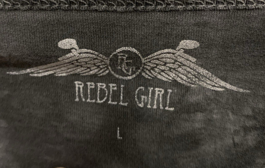 Rebel Girl Motorcycle T-Shirt Black Tie-Dye Style Women’s Size Large Long Sleeve