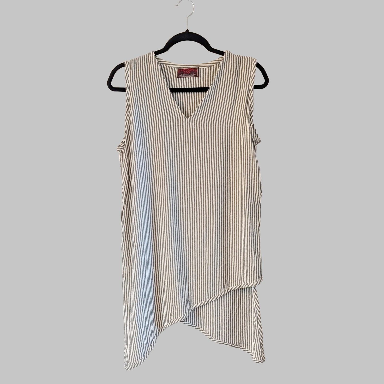 Tienda Ho Handwoven Morocco Stripe Tunic Top OS Asymmetrical Hem Artisan