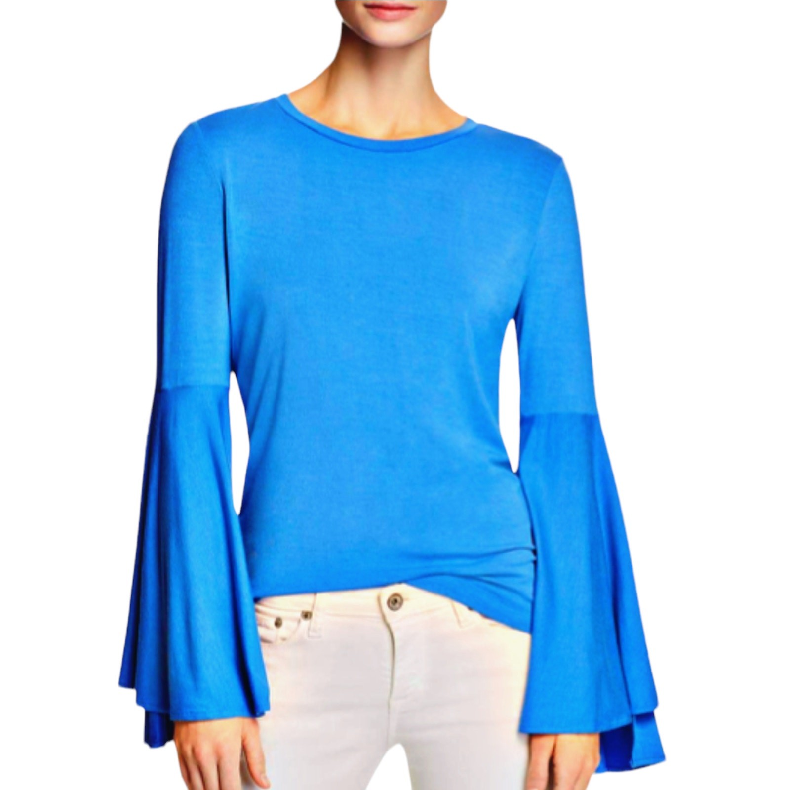 Le Gali Blue Jersy Bell Sleeves Top Size S