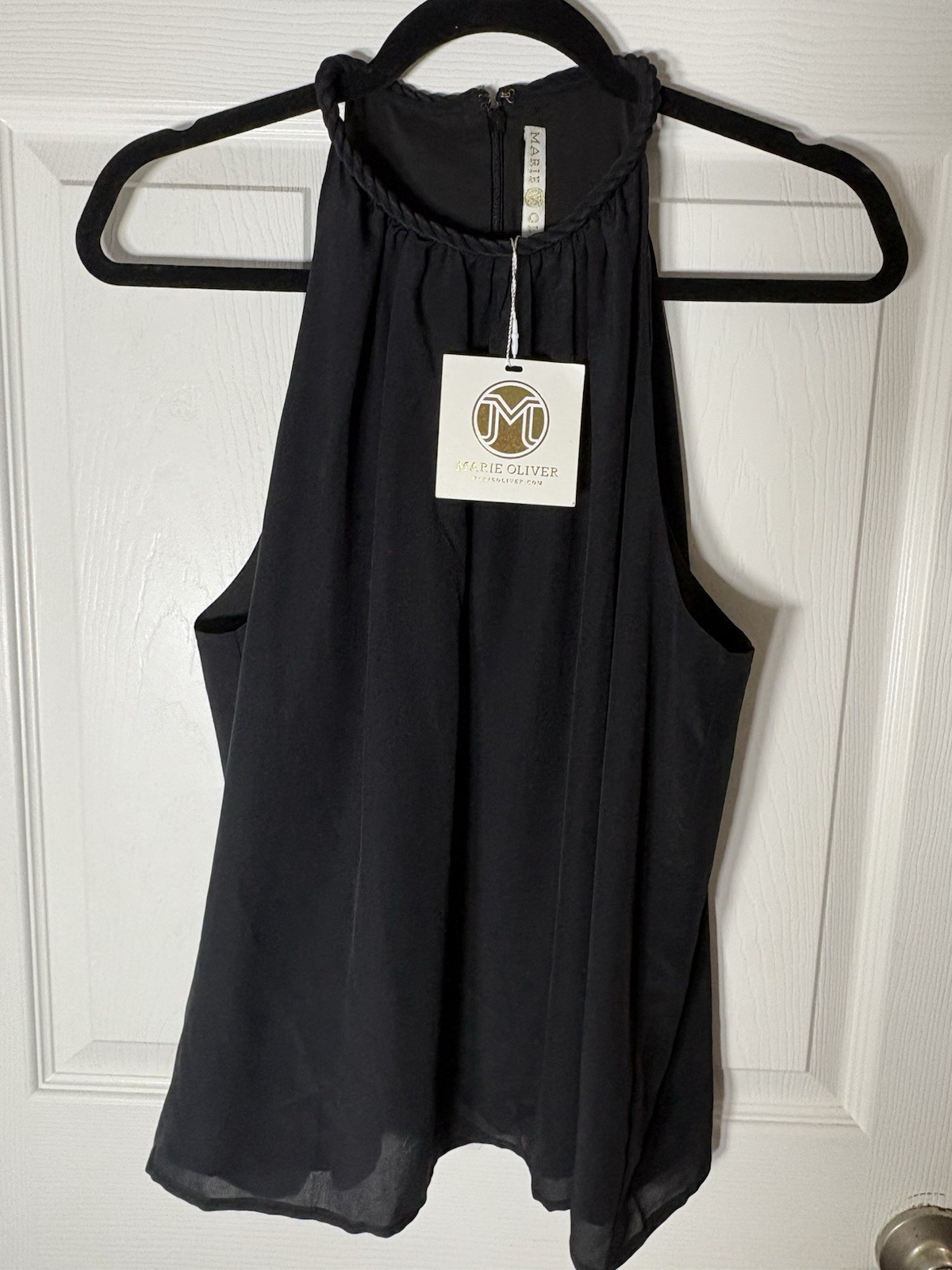 Marie Oliver Elena 100 Silk Black Dress Top Large Neck Blouse Top Silk Ret 278