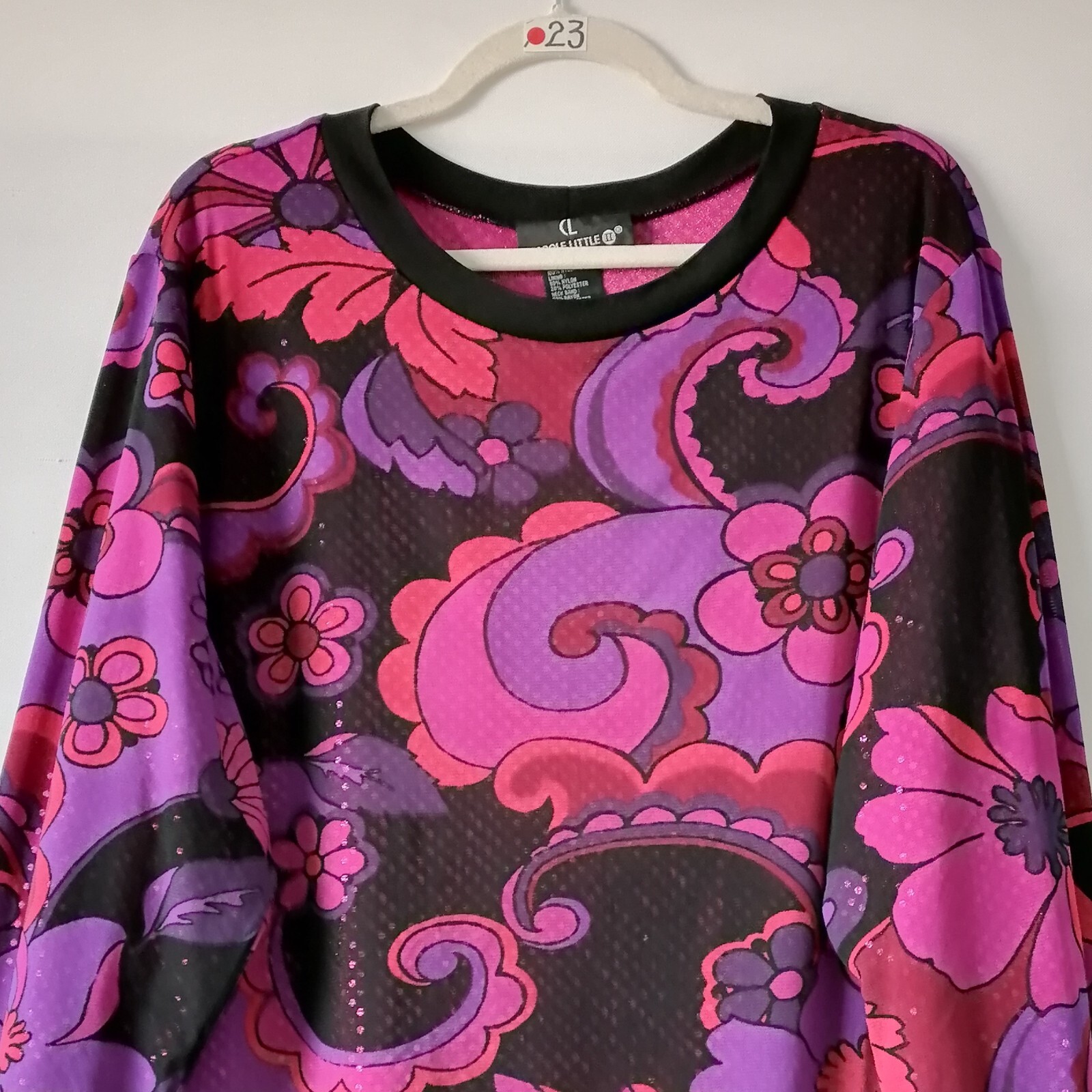 Carole Littles Womens Pink & Black Floral Paisley Print Blouse Top Size 2X