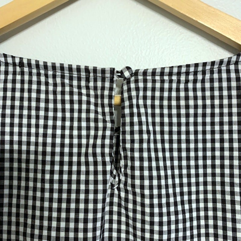 MAX JEANS Black White Gingham Front Tie Long Sleeve Cotton Womens Top | S