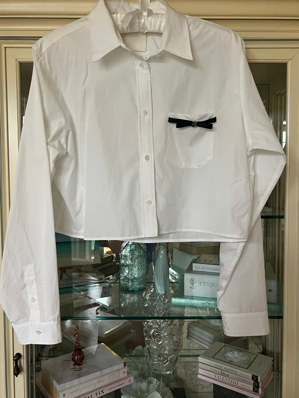 Givenchy White Button Down Shirt, Size 42 M 8-10 White and Black Luxury Quality