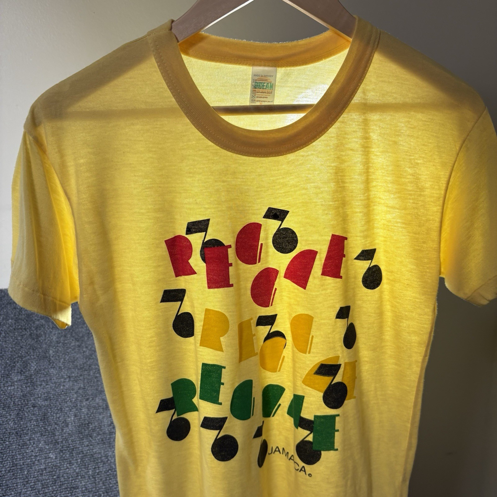 VTG 70s Reggae Jamaica Paper Thin T-Shirt M Fits S Rasta Tropical Travel Tourist