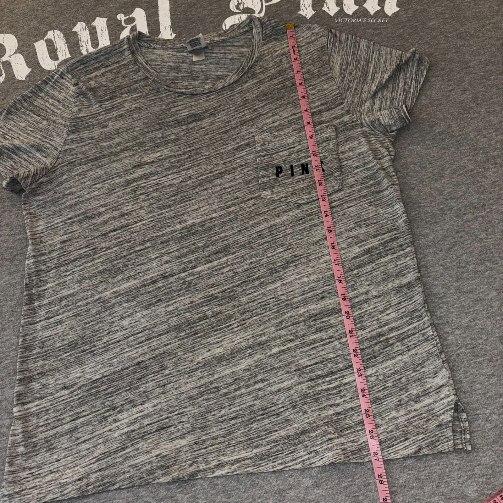 Victoria’s Secret PINK Checker Sequin Bling Gray Short Sleeve Tee Shirt – LG