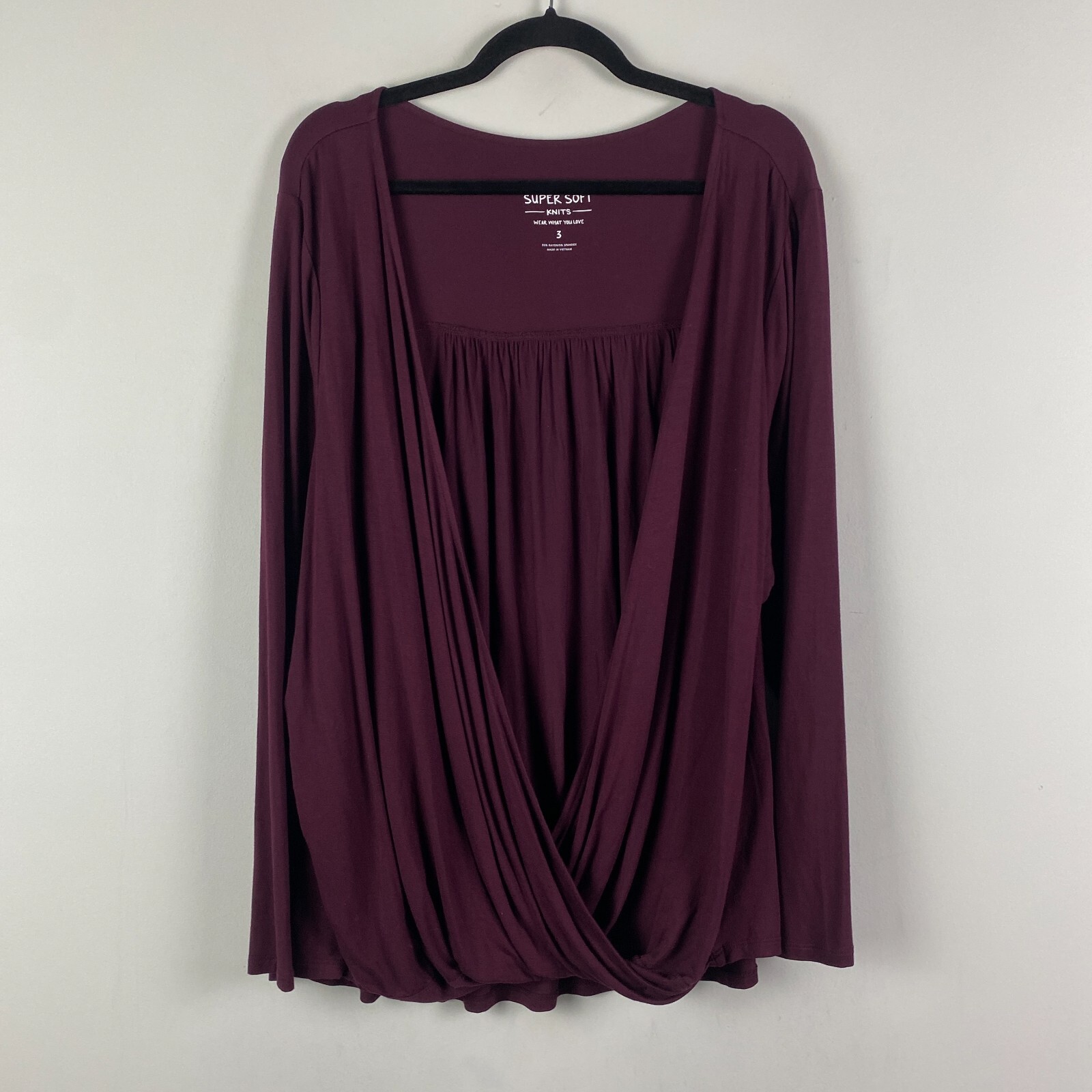 Torrid Super Soft Surplice Midi Top Size 3X Wrap Long Sleeve Stretch